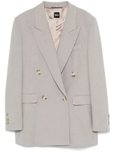 Hugo Boss Blazer With Logo In Grey