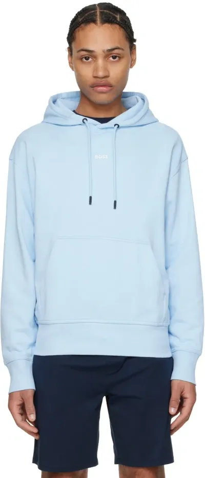 Hugo Boss Blue Contrast Hoodie In 460-open Blue