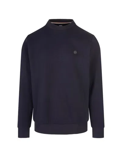 Hugo Boss Blue Regular Fit Sweatshirt With Monogram Patch