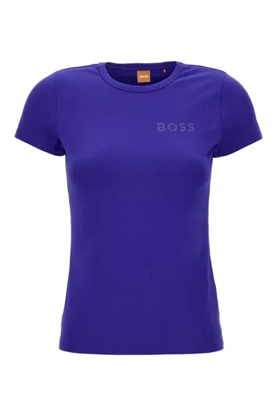 Hugo Boss Blue Stretch Cotton T-shirt In Purple