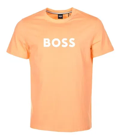 Hugo Boss Rn Mens Center Logo T-shirt In Medium Orange 813