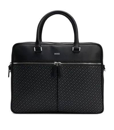 Hugo Boss Bonded Leather Document Case In Black