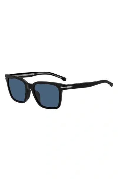 Hugo Boss Boss 54mm Rectangular Sunglasses In Black/blue