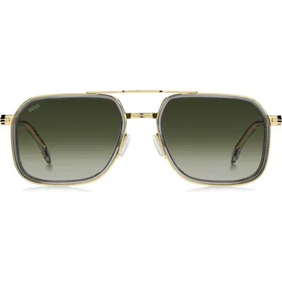 Hugo Boss Boss 55mm Rectangular Sunglasses In Gold/green