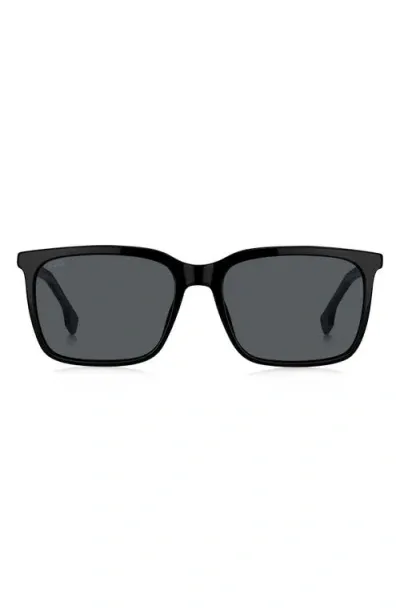 Hugo Boss Boss 57mm Rectangular Sunglasses In Black/grey