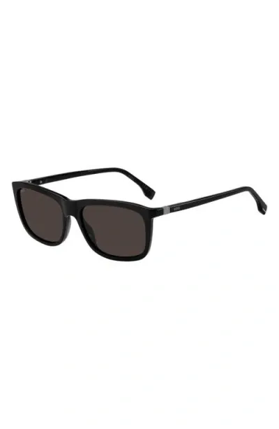 Hugo Boss Boss 57mm Rectangular Sunglasses In Black/grey