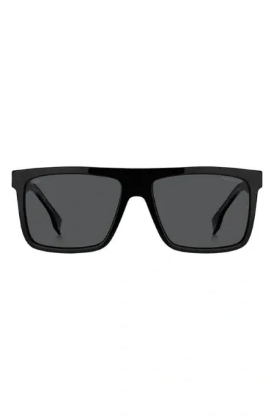 Hugo Boss Boss 59mm Polarized Rectangular Sunglasses In Black