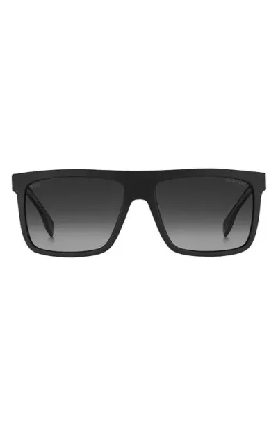 Hugo Boss Boss 59mm Polarized Rectangular Sunglasses In Matte Black