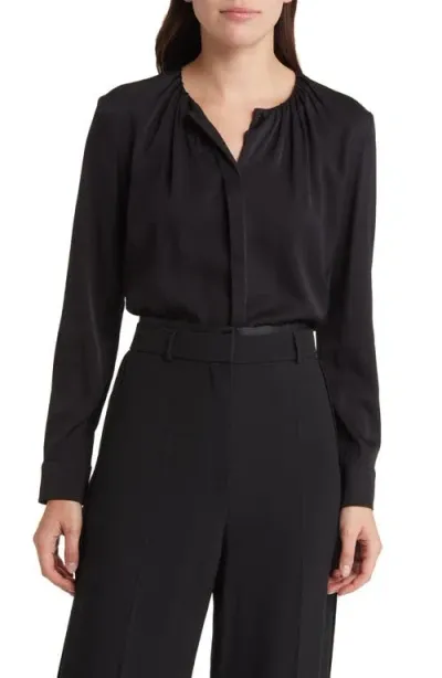 Hugo Boss Boss Banorah Stretch Silk Top In Black