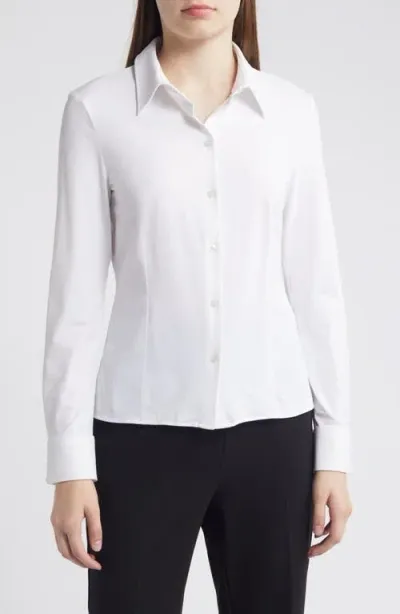 Hugo Boss Extra-slim-fit Blouse In Italian Performance-stretch Dobby In White