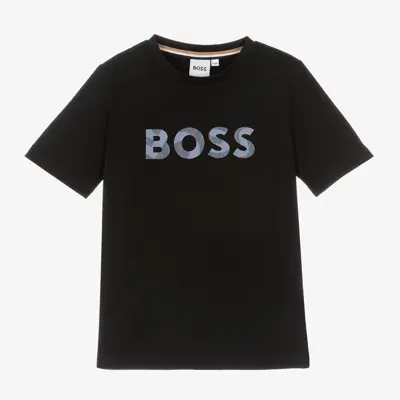 Hugo Boss Kids' Boss Boys Black Cotton T-shirt