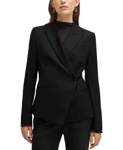 Hugo Boss Double-breasted Wool Blazer In Black