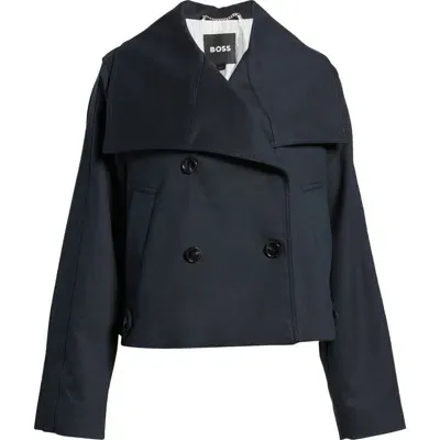 Hugo Boss Boss Caspera Crop Trench Jacket In Sky Captain