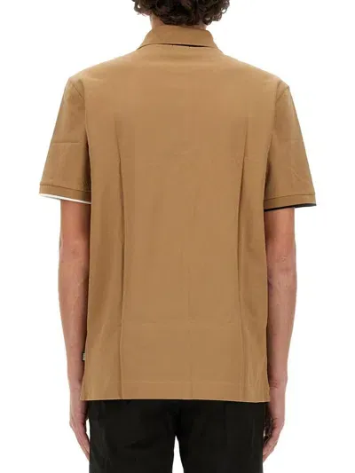 Hugo Boss Cotton Polo In Beige