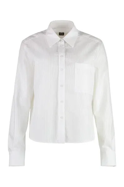 Hugo Boss Boss Cotton Shirt In White