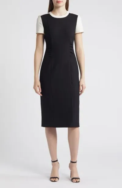 Hugo Boss Boss Dufeva Colorblock Sheath Dress In Black