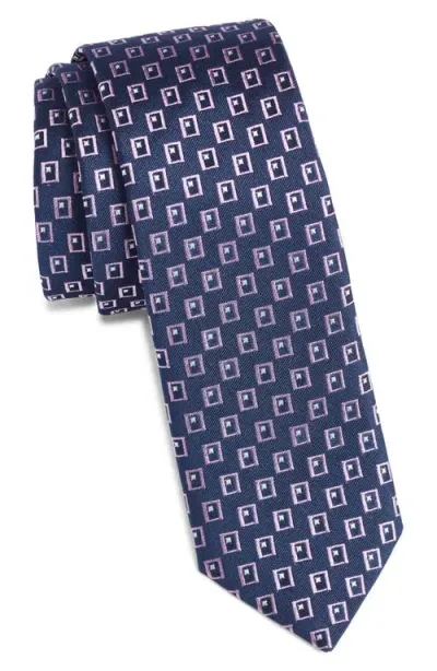 Hugo Boss Boss Embroidered Silk Tie In Dark Purple