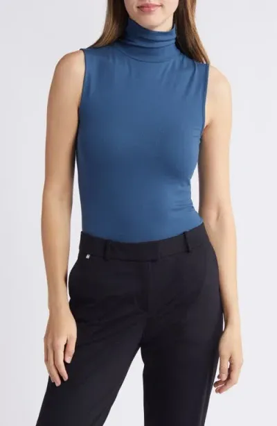 Hugo Boss Boss Enani Sleeveless Turtleneck Top In Insignia Blue