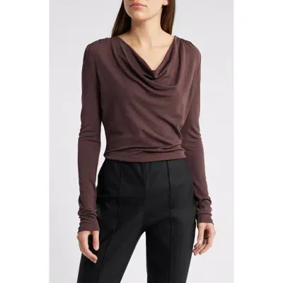 Hugo Boss Boss Eseyana Cowl Neck Top In Nightfall Burgundy