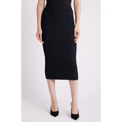 Hugo Boss Boss Farmina Midi Sweater Skirt In Black Stripe