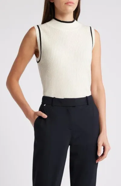 Hugo Boss Boss Felindania Rib Sleeveless Virgin Wool & Cashmere Sweater In Soft Cream