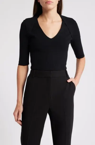 Hugo Boss Boss Fezania Elbow Sleeve Top In Black