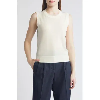 Hugo Boss Boss Flatina Mixed Media Sleeveless Sweater In Soft Cream