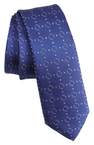 Hugo Boss Boss Geometric Pattern Silk Tie In Bright Blue