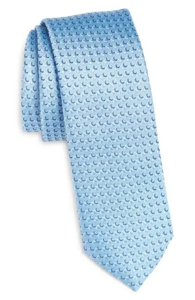 Hugo Boss Boss Geometric Pattern Silk Tie In Light Blue