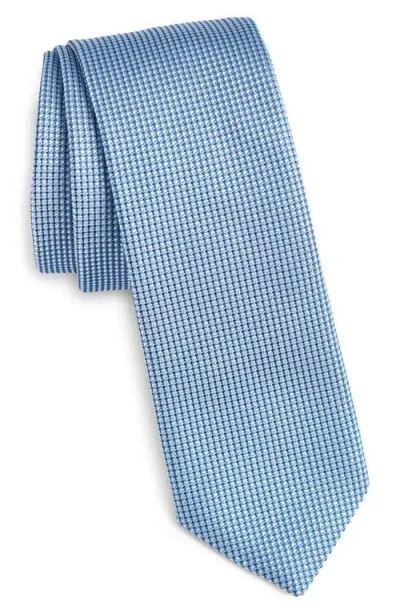 Hugo Boss Boss Geometric Pattern Silk Tie In Bright Blue