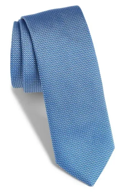 Hugo Boss Boss Geometric Pattern Silk Tie In Open Blue