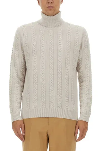 Hugo Boss Boss Wool And Cashmere Sweater In Beige