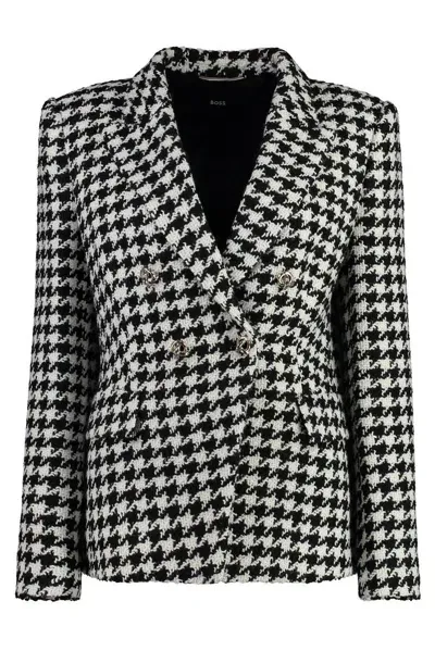 Hugo Boss Boss  Houndstooth Double Breasted Blazer In Multi