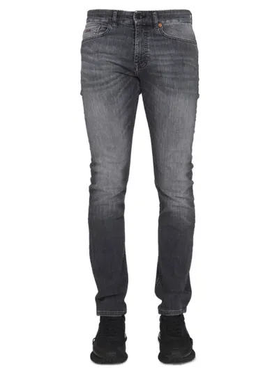 Hugo Boss Boss  Logo Patch Slim Fit Jeans In Grey