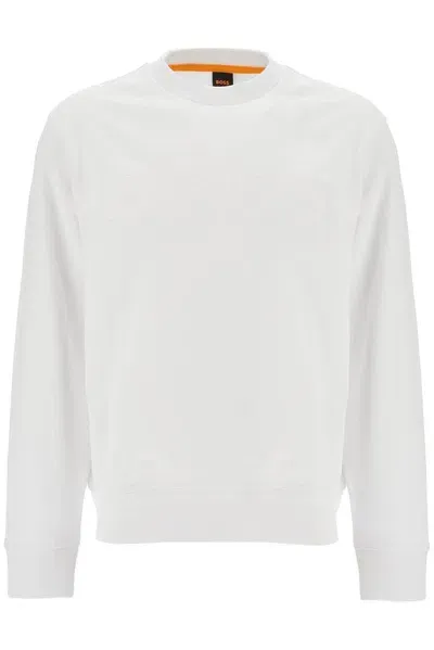 Hugo Boss Boss  Logo Printed Crewneck Sweatshirt In White