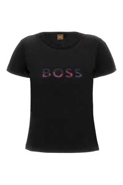 Hugo Boss Boss  Logo Printed Crewneck T In Black