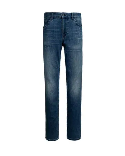 Hugo Boss Mid-rise Straight-leg Jeans In Blue