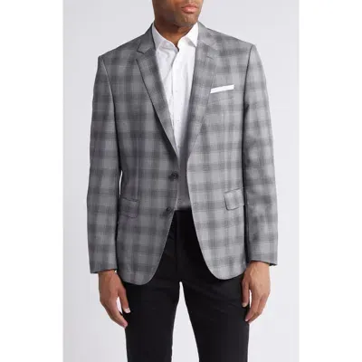 Hugo Boss Boss Hutson Glen Plaid Virgin Wool Sport Coat In Silver