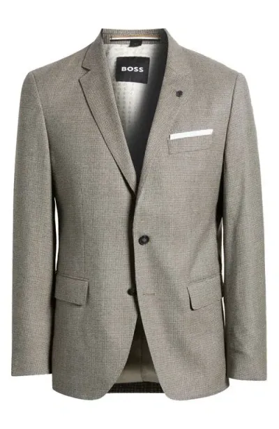 Hugo Boss Boss Hutson Microcheck Stretch Wool Sport Coat In Grey