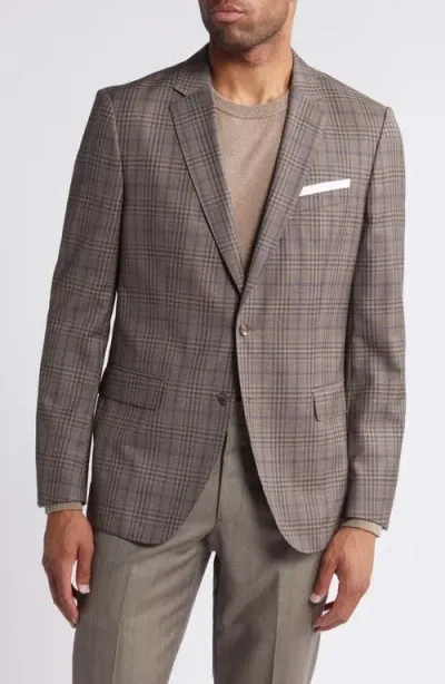 Hugo Boss Boss Hutson Plaid Virgin Wool Sport Coat In Light Beige