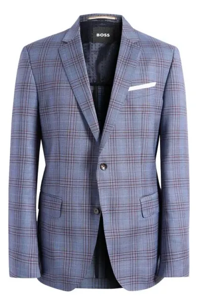 Hugo Boss Boss Hutson Plaid Wool Sport Coat In Open Bu