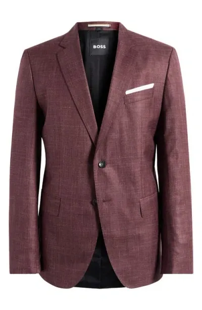 Hugo Boss Boss Hutson Slub Wool & Silk Blend Sport Coat In Open Red