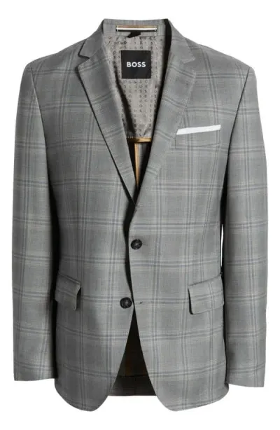 Hugo Boss Boss Hutson Windowpane Check Sport Coat In Medium Grey