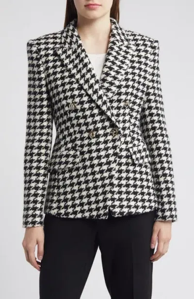 Hugo Boss Slim-fit Jacket In Houndstooth Fabric With Metallic Trims In Patterned