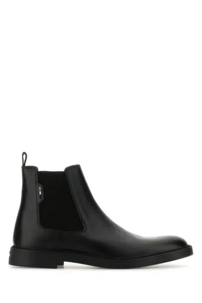 Hugo Boss Calev Cheb Leather Ankle Boots In Black