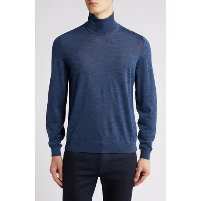 Hugo Boss Roll-neck Virgin Wool Jumper In Blue