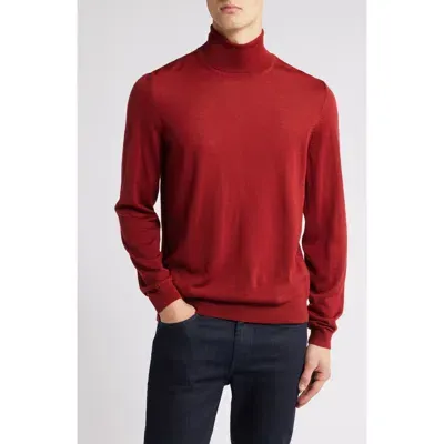 Hugo Boss Boss Musso Virgin Wool Turtleneck Sweater In Medium Red