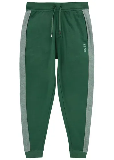 Hugo Boss Boss Panelled Cotton-blend Sweatpants In Green