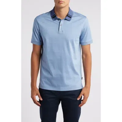 Hugo Boss Boss Phillipson Slim Fit Polo In Open Blue