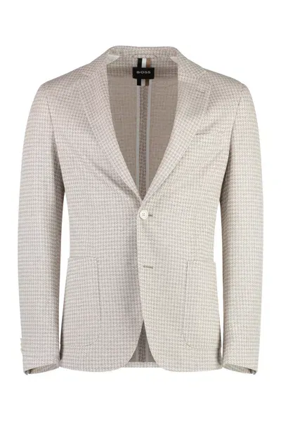 Hugo Boss Boss Single-breasted Two-button Jacket In Gray